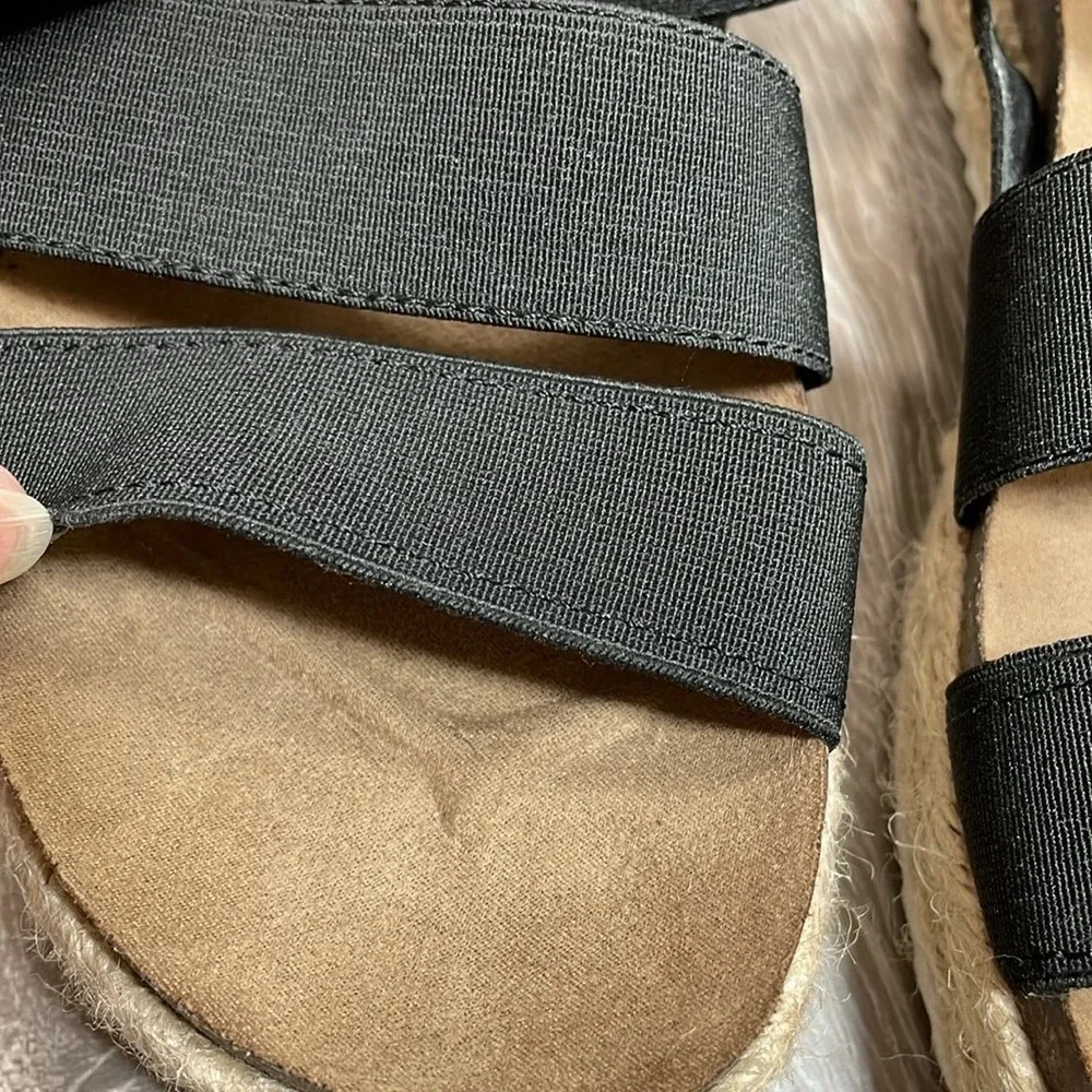 Madden Girl Crispp Espadrille Platform Sandal Black Strappy 6.5M